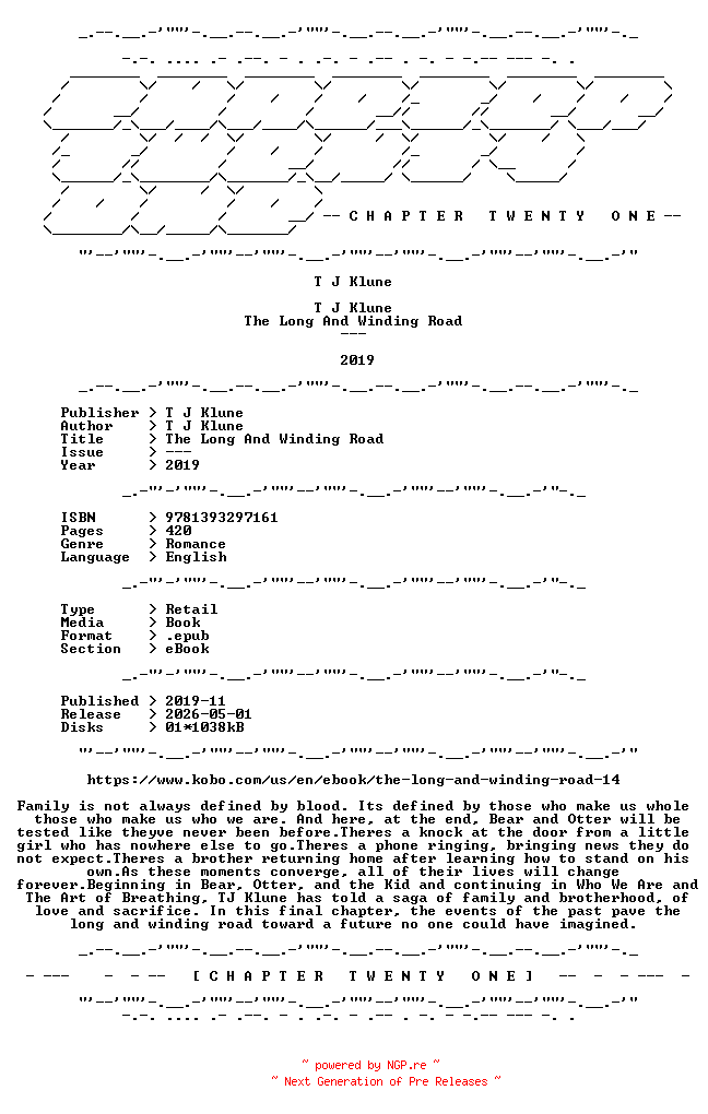 NFO for the release T.J.Klune.-.The.Long.And.Winding.Road.2019.RETAIL.EPUB.eBook-CTO by CTO