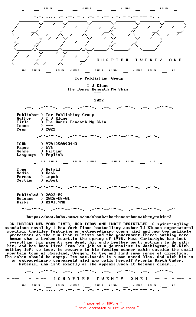 NFO for the release T.J.Klune.-.The.Bones.Beneath.My.Skin.2022.RETAIL.EPUB.eBook-CTO by CTO