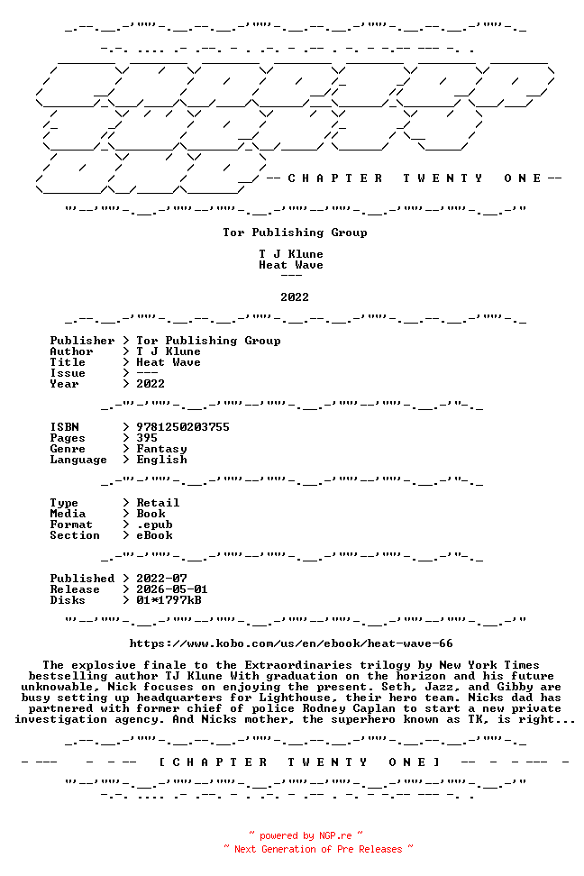 NFO for the release T.J.Klune.-.Heat.Wave.2022.RETAIL.EPUB.eBook-CTO by CTO