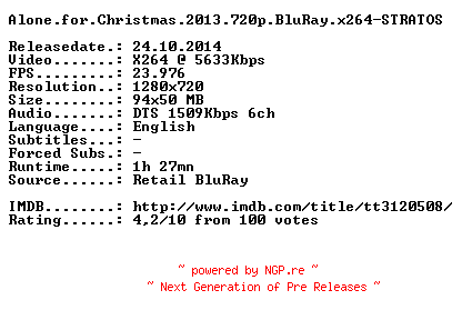 NFO for the release Alone.for.Christmas.2013.720p.BluRay.x264-STRATOS by STRATOS