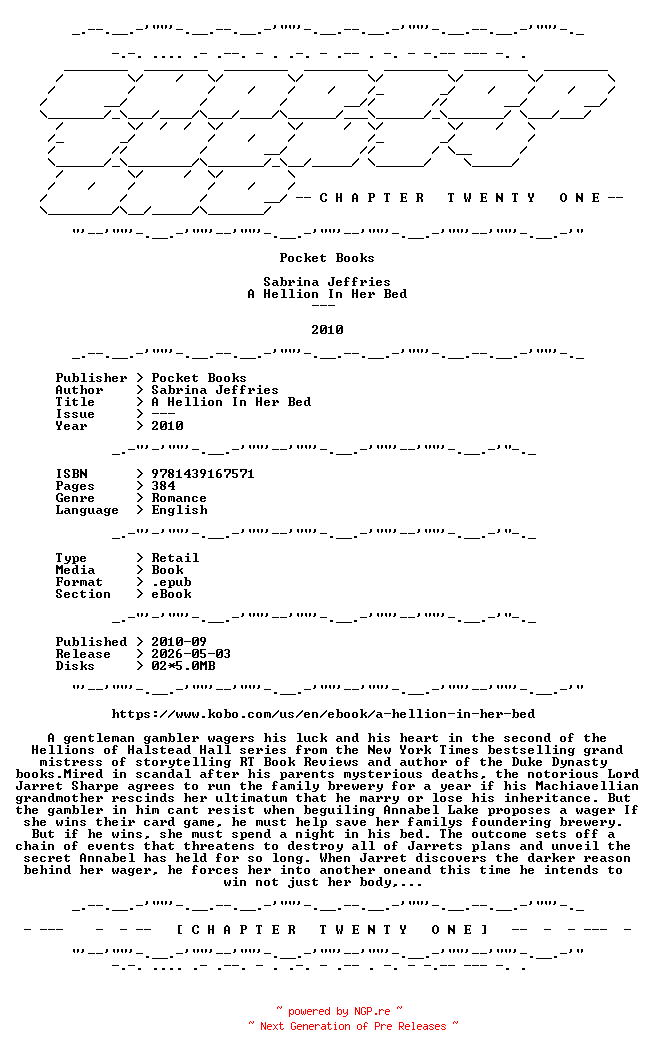 NFO for the release Sabrina.Jeffries.-.A.Hellion.In.Her.Bed.2010.RETAIL.EPUB.eBook-CTO by CTO