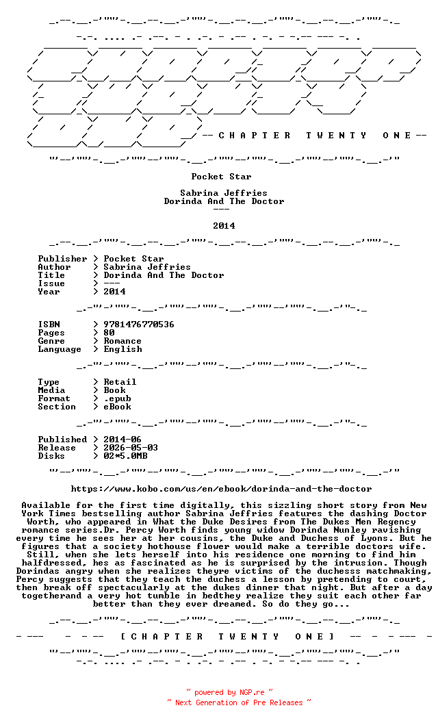 NFO for the release Sabrina.Jeffries.-.Dorinda.And.The.Doctor.2014.RETAIL.EPUB.eBook-CTO by CTO