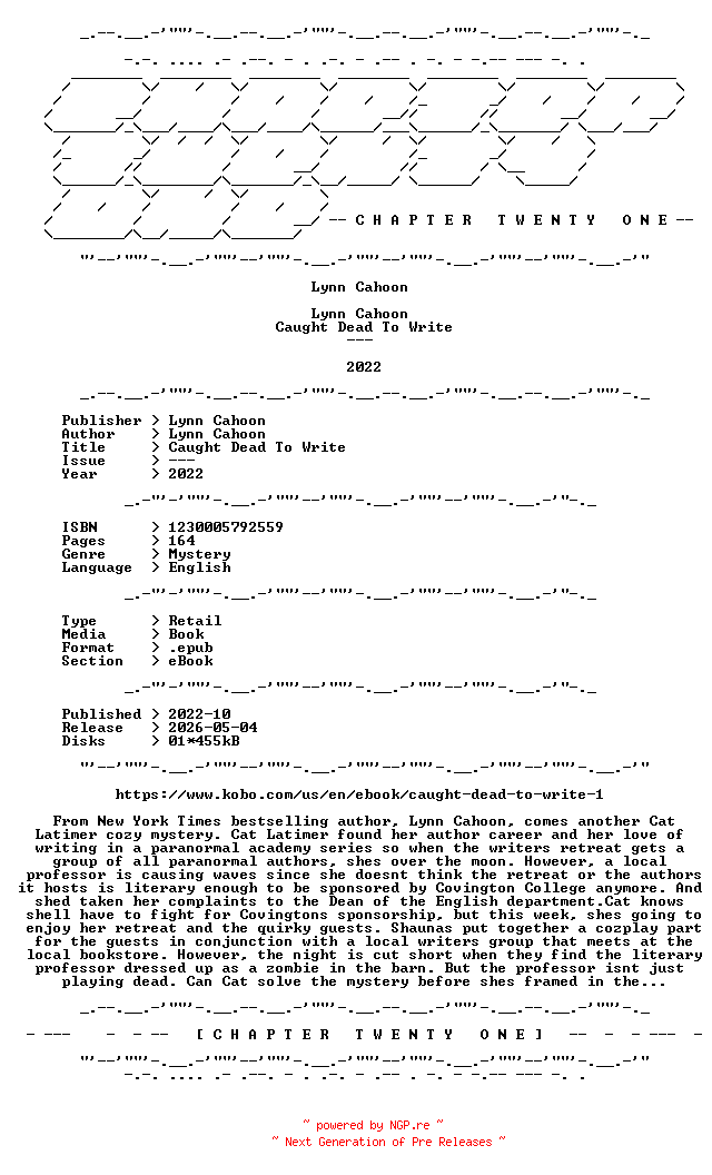 NFO for the release Lynn.Cahoon.-.Caught.Dead.To.Write.2022.RETAIL.EPUB.eBook-CTO by CTO