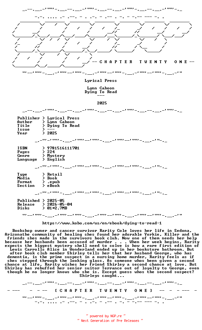NFO for the release Lynn.Cahoon.-.Dying.To.Read.2025.RETAIL.EPUB.eBook-CTO by CTO