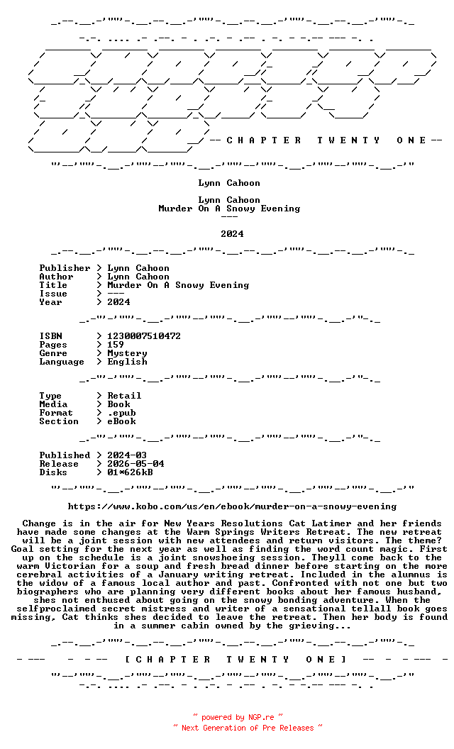 NFO for the release Lynn.Cahoon.-.Murder.On.A.Snowy.Evening.2024.RETAIL.EPUB.eBook-CTO by CTO