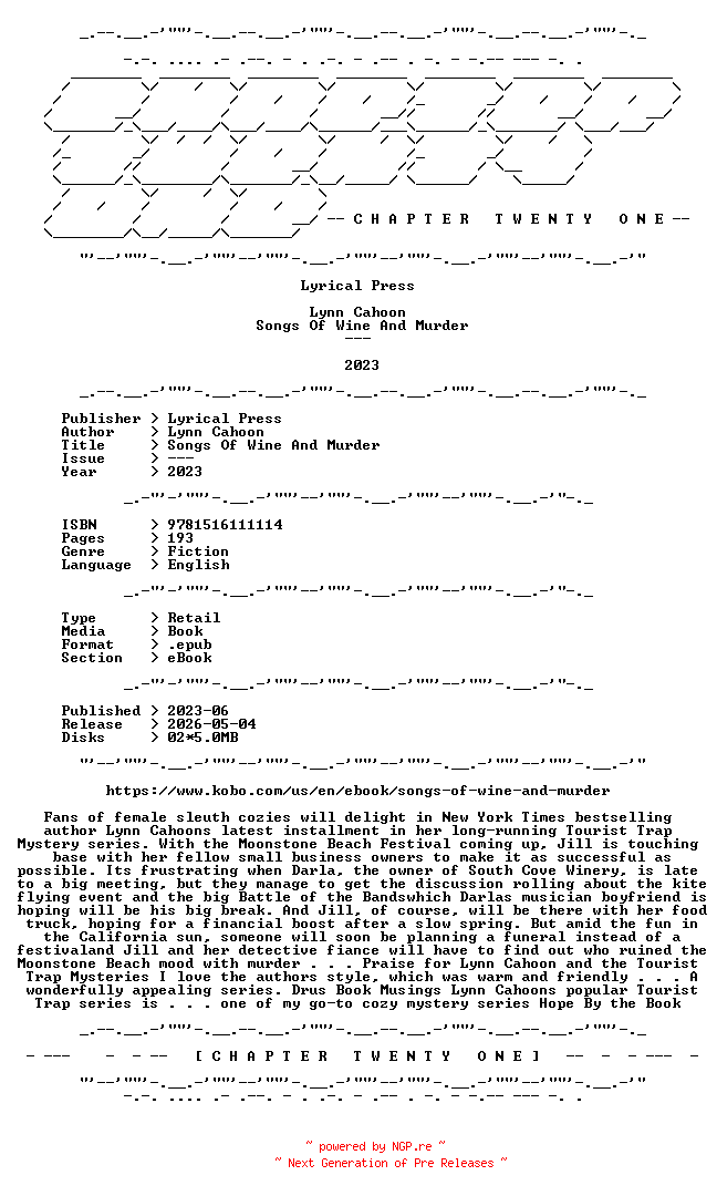 NFO for the release Lynn.Cahoon.-.Songs.Of.Wine.And.Murder.2023.RETAIL.EPUB.eBook-CTO by CTO
