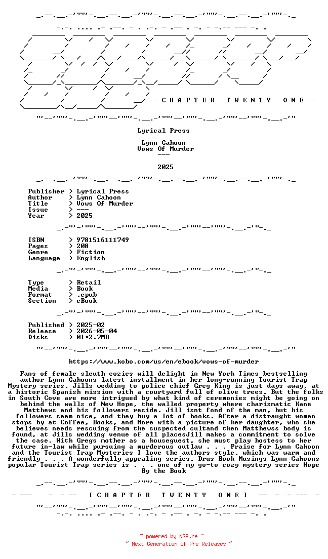 NFO for the release Lynn.Cahoon.-.Vows.Of.Murder.2025.RETAIL.EPUB.eBook-CTO by CTO