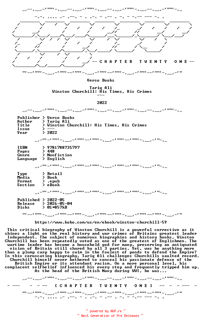 NFO for the release Tariq.Ali.-.Winston.Churchill.His.Times.His.Crimes.2022.RETAIL.EPUB.eBook-CTO by CTO