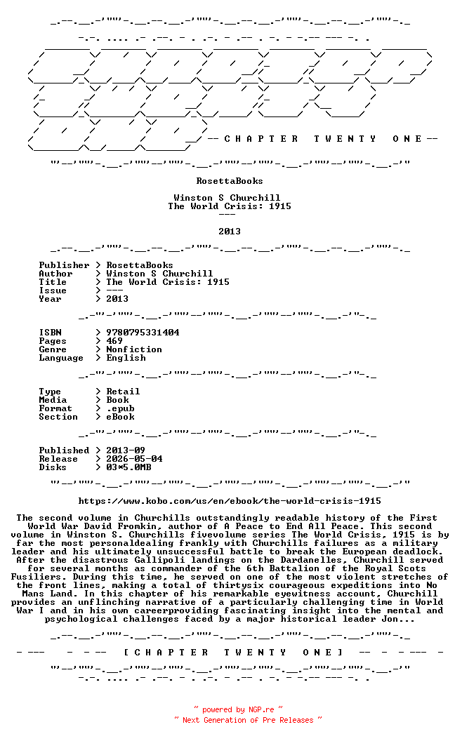 NFO for the release Winston.S.Churchill.-.The.World.Crisis.1915.2013.RETAIL.EPUB.eBook-CTO by CTO