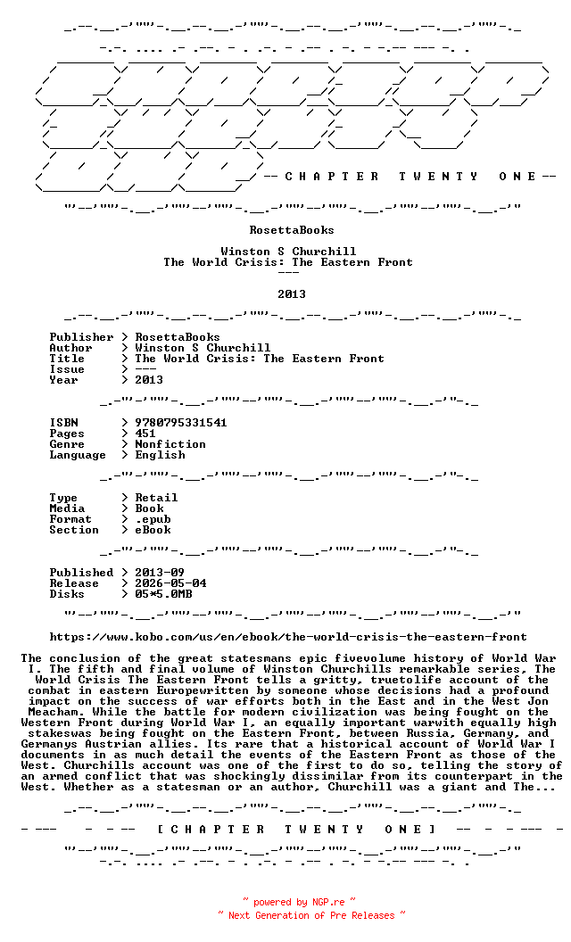 NFO for the release Winston.S.Churchill.-.The.World.Crisis.The.Eastern.Front.2013.RETAIL.EPUB.eBook-CTO by CTO