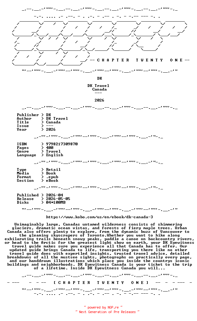 NFO for the release DK.Travel.-.Canada.2026.RETAIL.EPUB.eBook-CTO by CTO