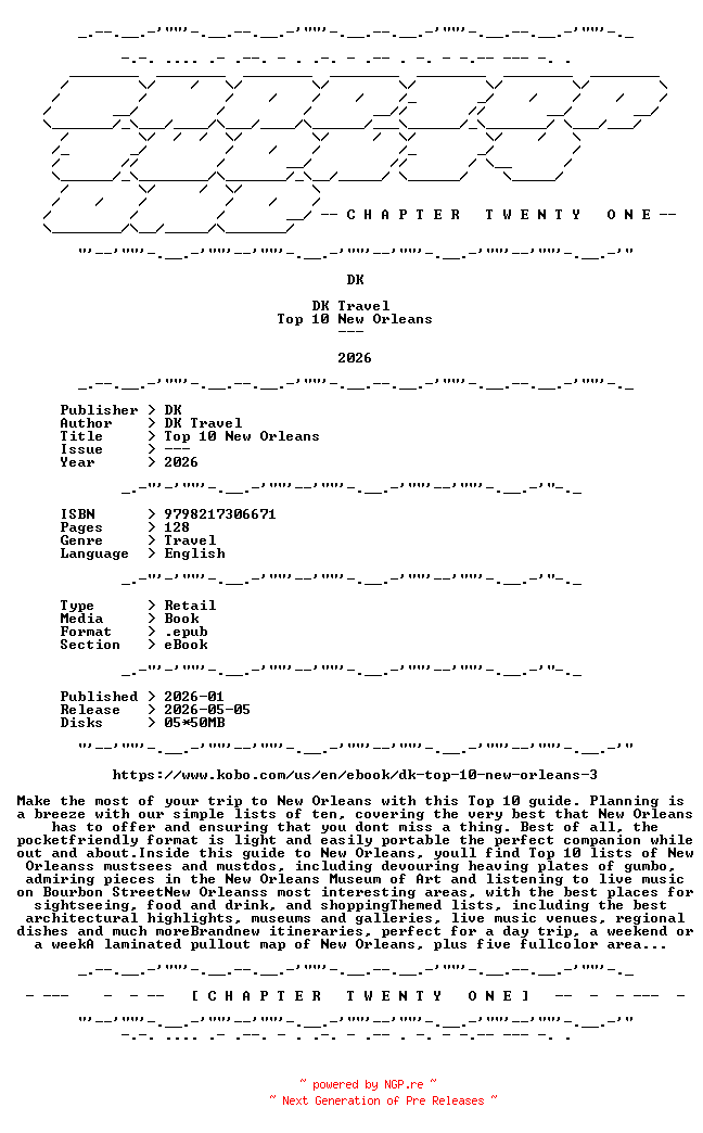 NFO for the release DK.Travel.-.Top.10.New.Orleans.2026.RETAIL.EPUB.eBook-CTO by CTO