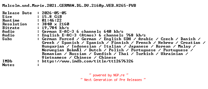 NFO for the release Malcolm.und.Marie.2021.GERMAN.DL.DV.2160p.WEB.H265-FWB by FWB