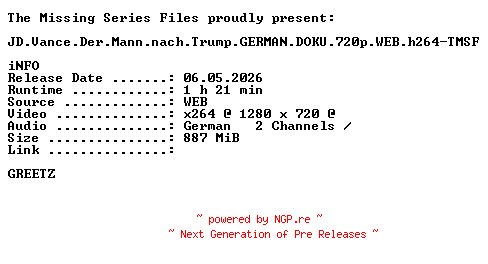 NFO for the release JD.Vance.Der.Mann.nach.Trump.GERMAN.DOKU.720p.WEB.h264-TMSF by TMSF