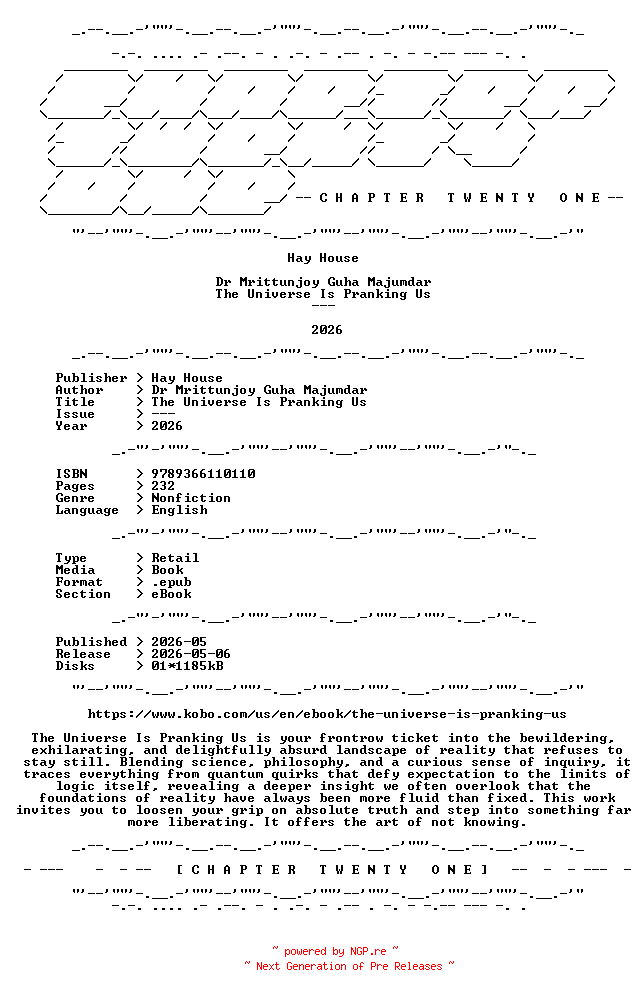 NFO for the release Dr.Mrittunjoy.Guha.Majumdar.-.The.Universe.Is.Pranking.Us.2026.RETAIL.EPUB.eBook-CTO by CTO