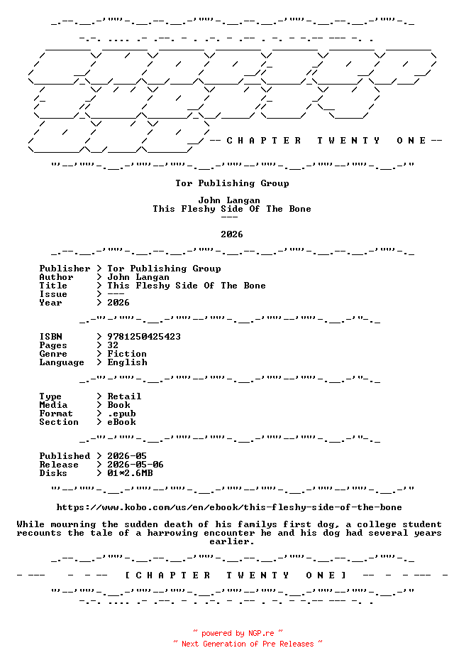 NFO for the release John.Langan.-.This.Fleshy.Side.Of.The.Bone.2026.RETAIL.EPUB.eBook-CTO by CTO