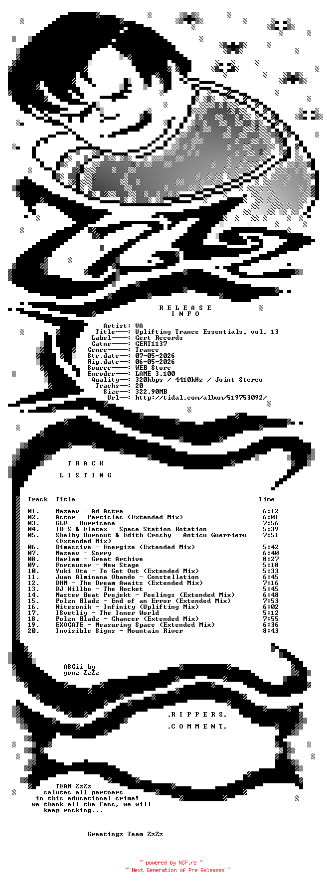 NFO for the release VA_-_Uplifting_Trance_Essentials_Vol_13-(GERT1137)-WEB-2026-ZzZz by ZzZz
