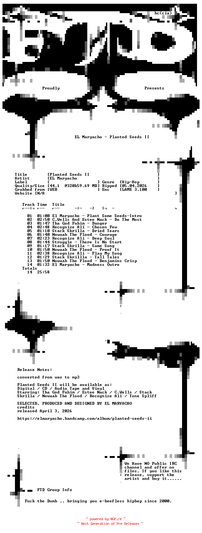 NFO for the release EL_Maryacho-Planted_Seeds_II-WEB-2026-FTD by FTD