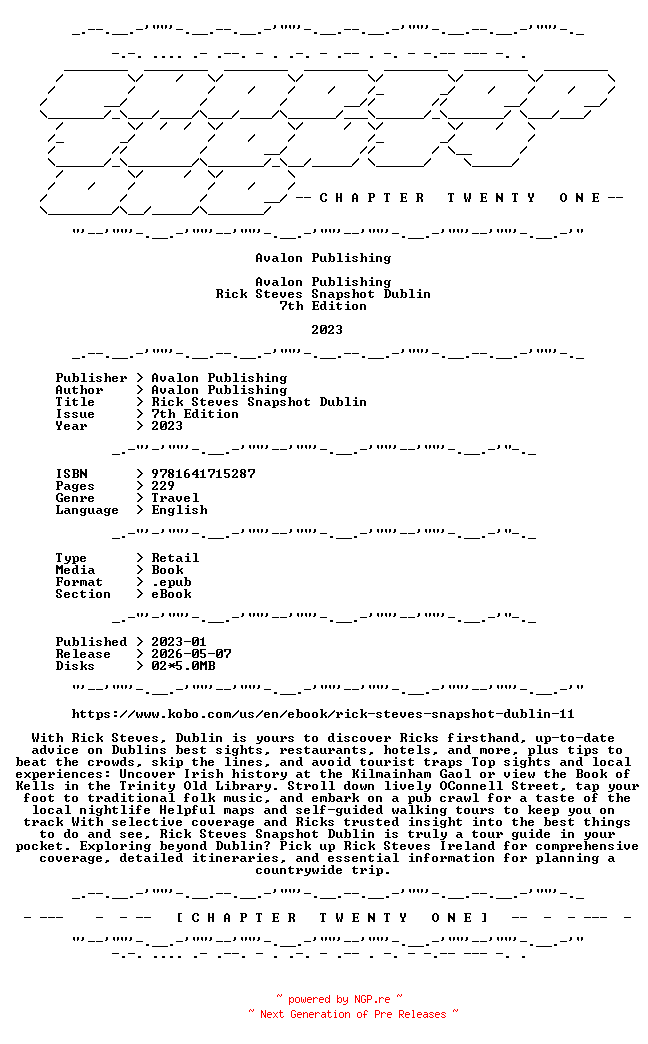 NFO for the release Avalon.Publishing.-.Rick.Steves.Snapshot.Dublin.7th.Edition.2023.RETAIL.EPUB.eBook-CTO by CTO