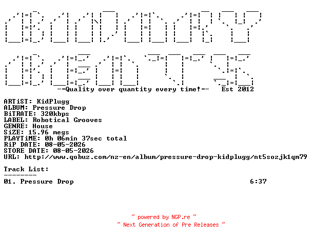 NFO for the release KidPlugg-Pressure_Drop-(RG499)-SINGLE-WEB-2026-BB by BB