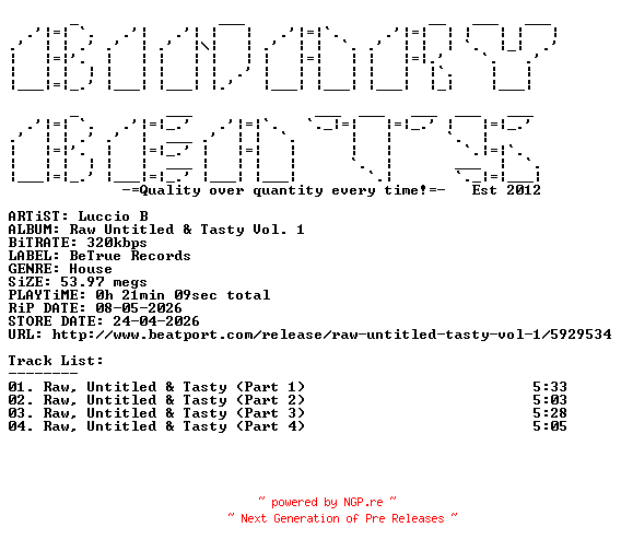 NFO for the release Luccio_B-Raw_Untitled_And_Tasty_Vol._1-(TRUE023)-WEB-2026-BB by BB