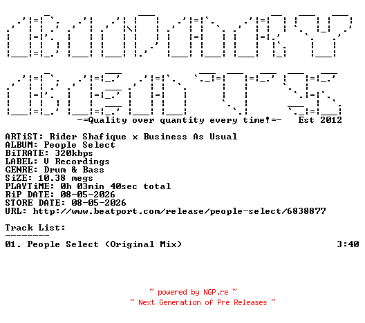 NFO for the release Rider_Shafique_x_Business_As_Usual-People_Select-(PLV243DD)-SINGLE-WEB-2026-BB by BB