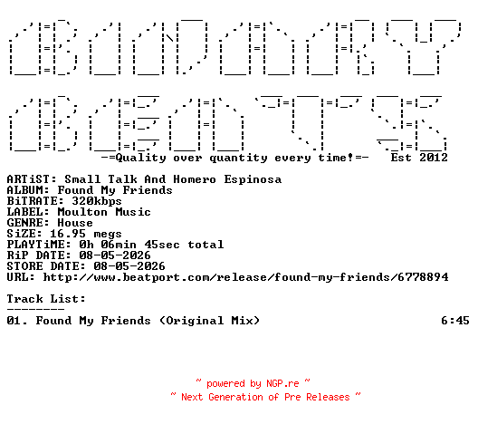 NFO for the release Small_Talk_And_Homero_Espinosa-Found_My_Friends-(MM374)-SINGLE-WEB-2026-BB by BB