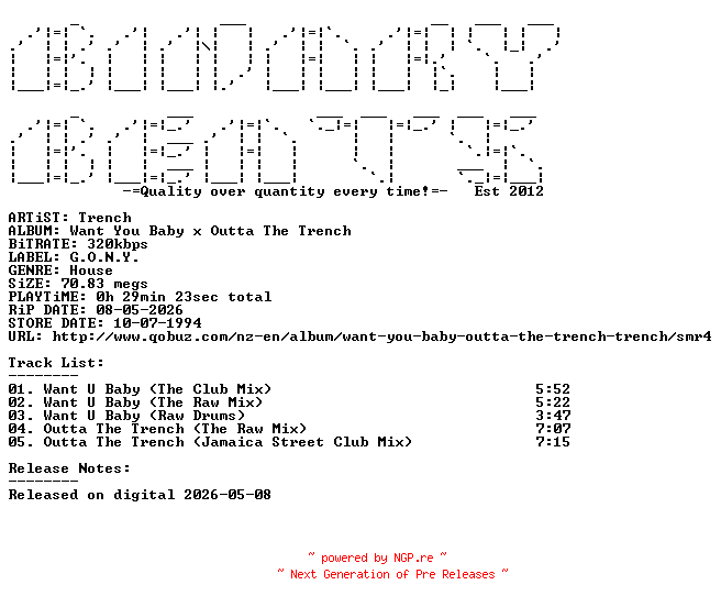 NFO for the release Trench-Want_You_Baby_x_Outta_The_Trench-(GONY23)-WEB-1994-BB by BB
