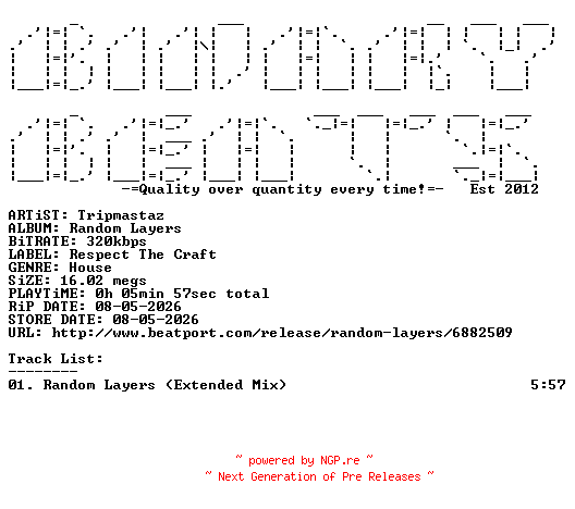 NFO for the release Tripmastaz-Random_Layers-(RTCAPR1dwnld)-SINGLE-WEB-2026-BB by BB
