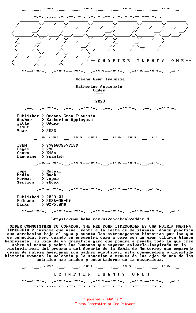 NFO for the release Katherine.Applegate.-.Odder.2023.SPANISH.RETAIL.EPUB.eBook-CTO by CTO