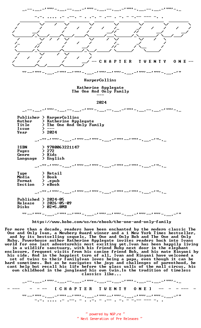 NFO for the release Katherine.Applegate.-.The.One.And.Only.Family.2024.RETAIL.EPUB.eBook-CTO by CTO
