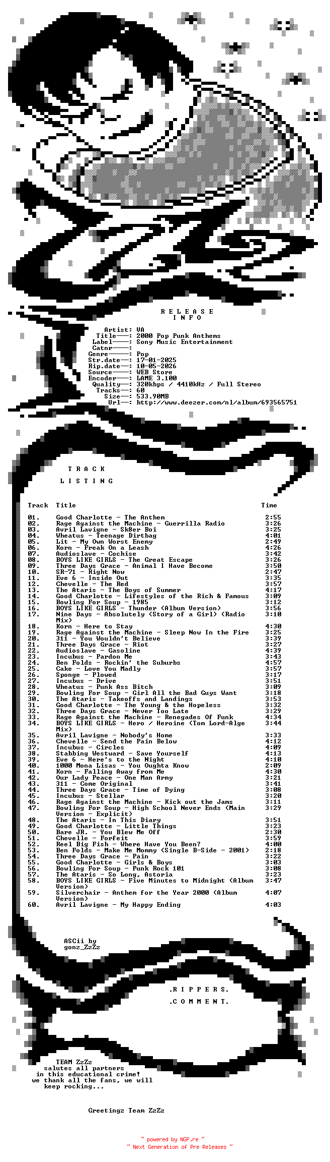 NFO for the release VA_-_2000_Pop_Punk_Anthems-WEB-2025-ZzZz by ZzZz