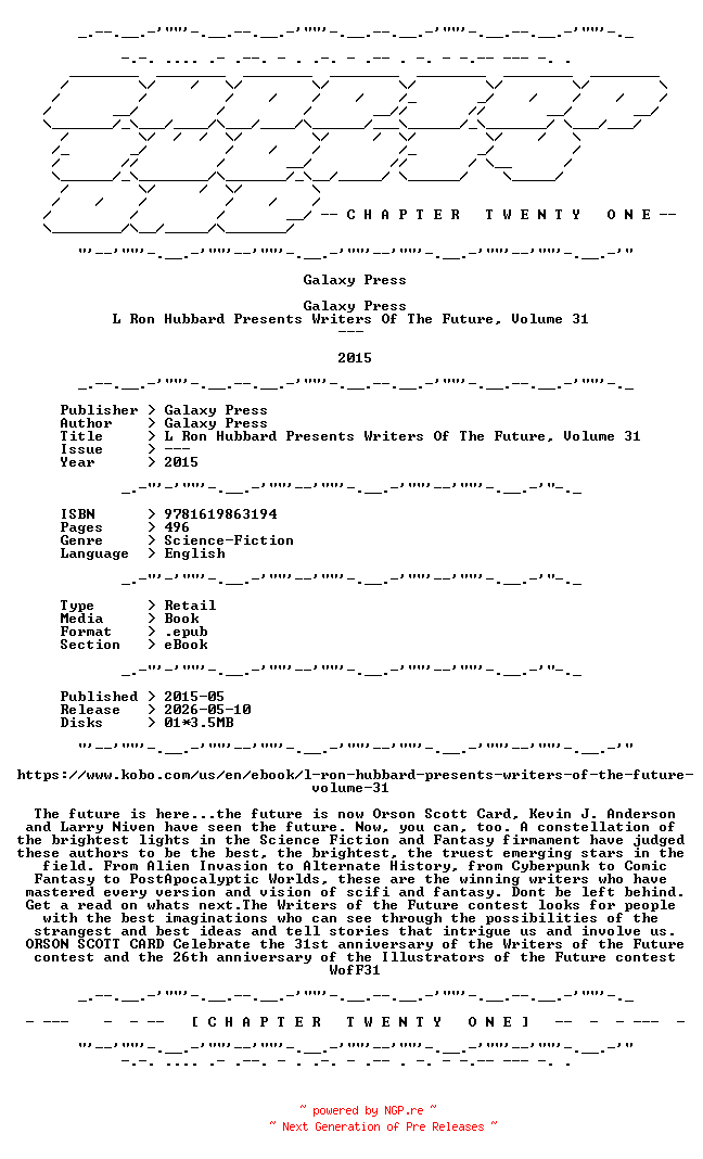 NFO for the release Galaxy.Press.-.L.Ron.Hubbard.Presents.Writers.Of.The.Future.Volume.31.2015.RETAIL.EPUB.eBook-CTO by CTO