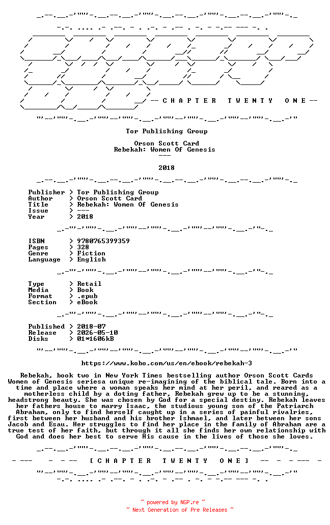 NFO for the release Orson.Scott.Card.-.Rebekah.Women.Of.Genesis.2018.RETAIL.EPUB.eBook-CTO by CTO