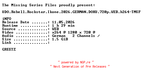 NFO for the release UDO.Rebell.Rockstar.Ikone.2026.GERMAN.DOKU.720p.WEB.h264-TMSF by TMSF