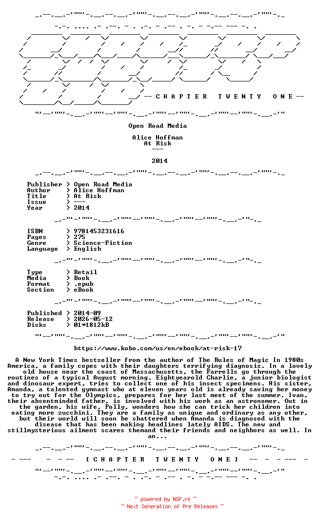 NFO for the release Alice.Hoffman.-.At.Risk.2014.RETAIL.EPUB.eBook-CTO by CTO