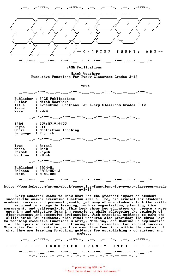 NFO for the release Mitch.Weathers.-.Executive.Functions.For.Every.Classroom.Grades.3-12.2024.RETAIL.EPUB.eBook-CTO by CTO