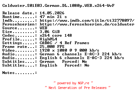 NFO for the release Coldwater.S01E03.German.DL.1080p.WEB.x264-WvF by WvF