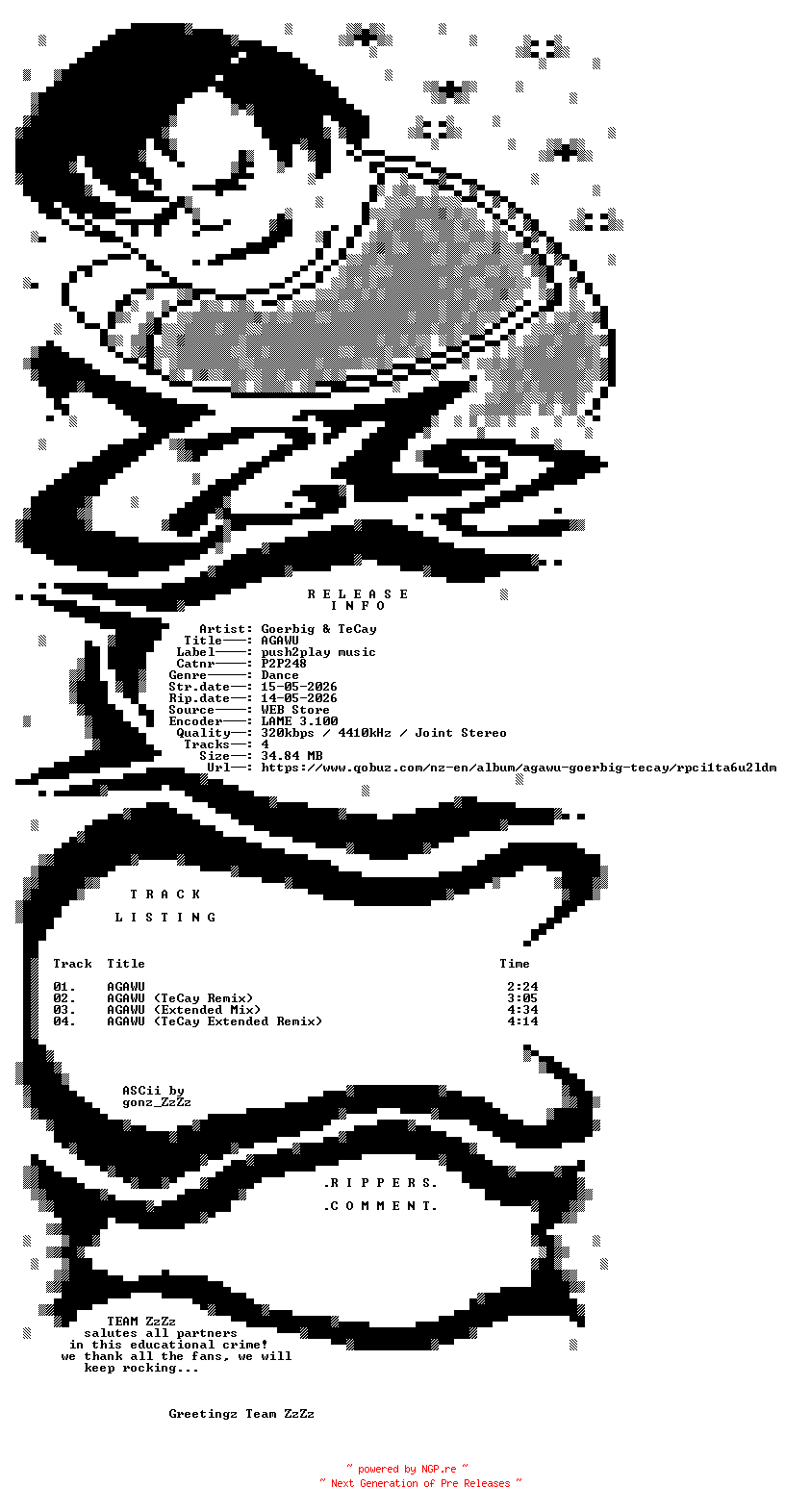NFO for the release Goerbig_and_TeCay_-_AGAWU-(P2P248)-WEB-2026-ZzZz by ZzZz