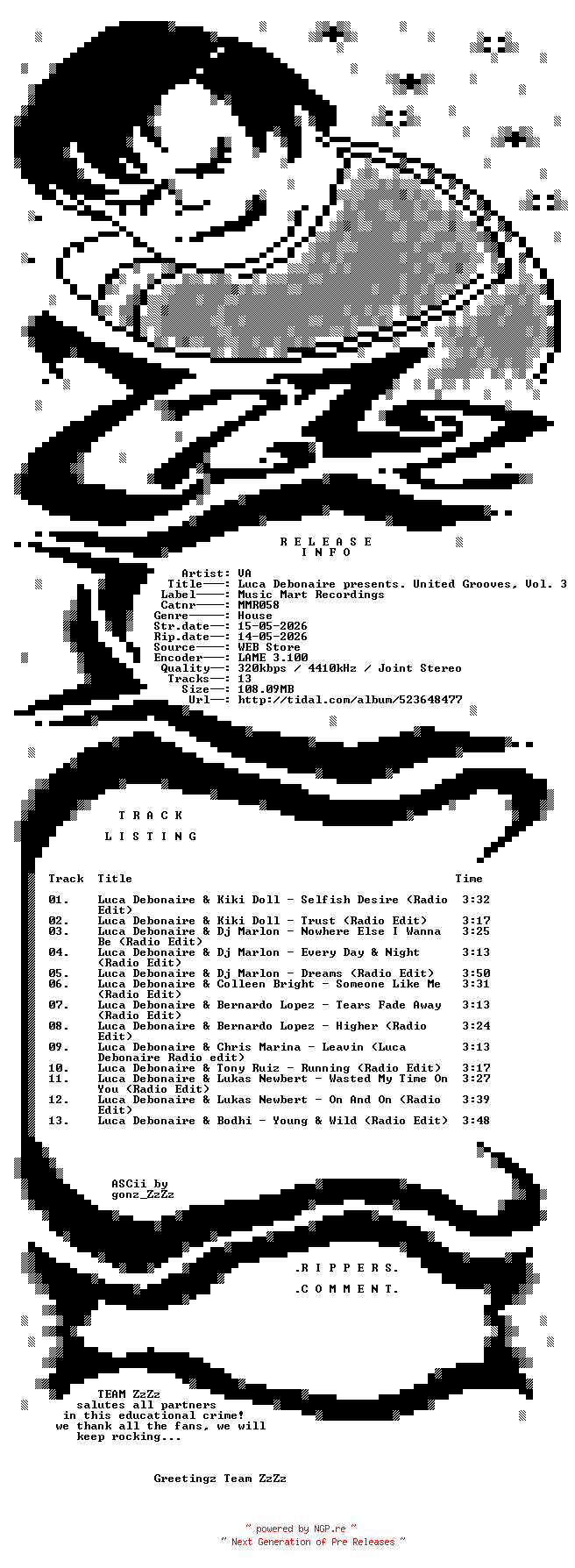 NFO for the release VA_-_Luca_Debonaire_Presents_United_Grooves_Vol_3-(MMR058)-WEB-2026-ZzZz by ZzZz