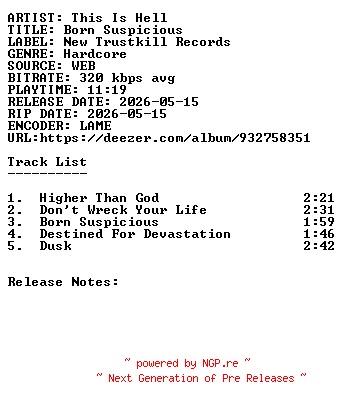 NFO for the release This_Is_Hell-Born_Suspicious-WEB-2026-SDR by SDR