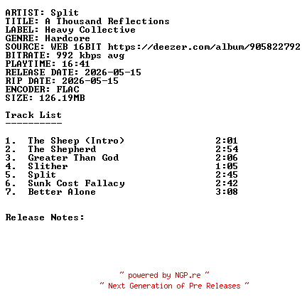 NFO for the release Split-A_Thousand_Reflections-16BIT-WEB-FLAC-2026-SDR by SDR