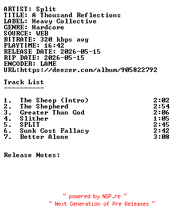 NFO for the release Split-A_Thousand_Reflections-WEB-2026-SDR by SDR