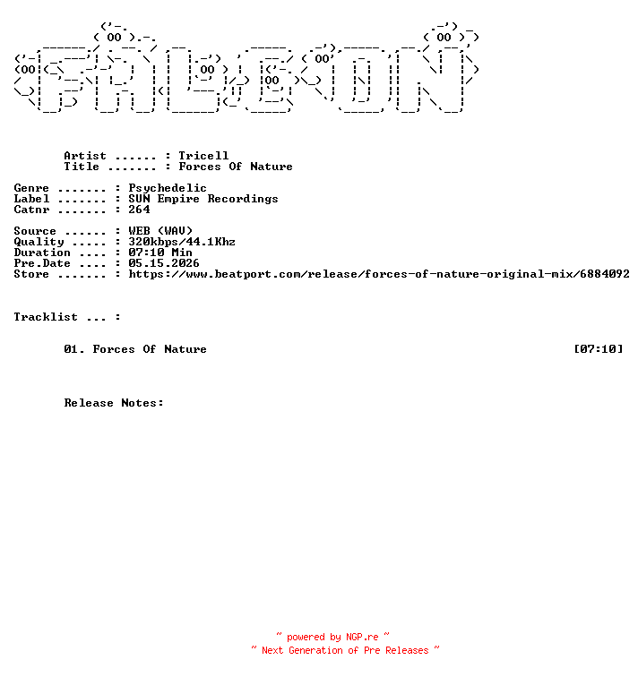 NFO for the release Tricell-Forces_Of_Nature-(264)-SINGLE-WEB-2026-FALCON by FALCON