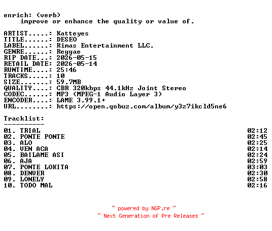 NFO for the release Katteyes-DESEO-WEB-ES-2026-ENRiCH by ENRiCH