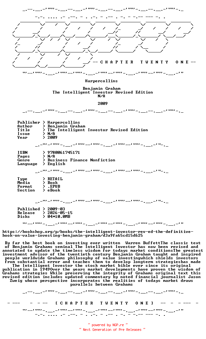 NFO for the release Benjamin.Graham.-.The.Intelligent.Investor.Revised.Edition.2009.RETAIL.EPUB.eBook-CTO by CTO