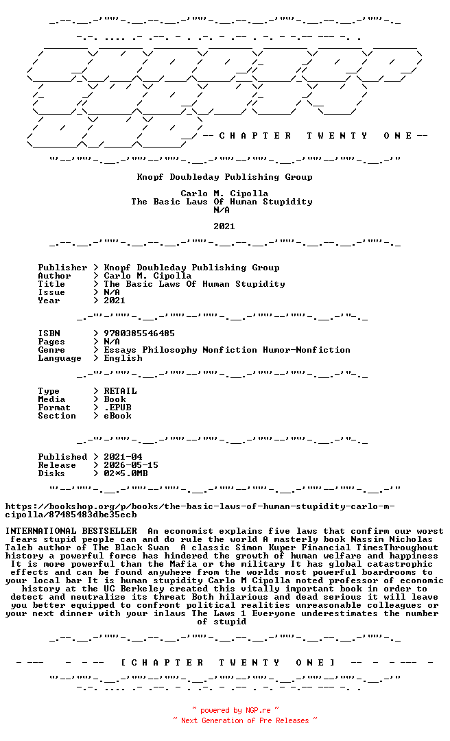 NFO for the release Carlo.M.Cipolla.-.The.Basic.Laws.Of.Human.Stupidity.2021.RETAIL.EPUB.eBook-CTO by CTO