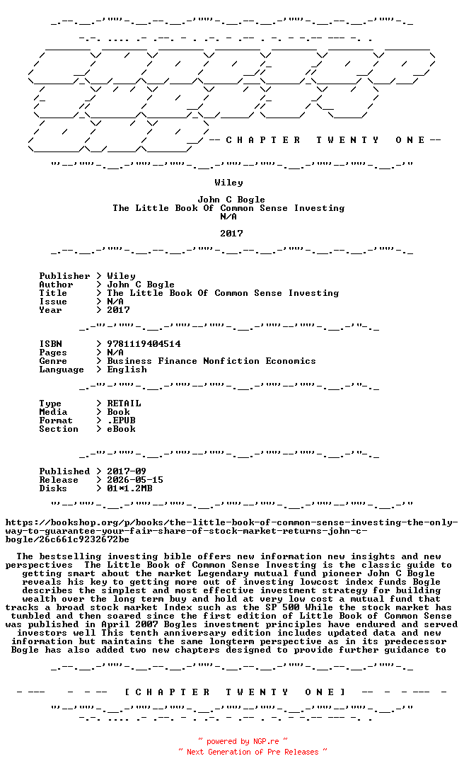 NFO for the release John.C.Bogle.-.The.Little.Book.Of.Common.Sense.Investing.2017.RETAIL.EPUB.eBook-CTO by CTO