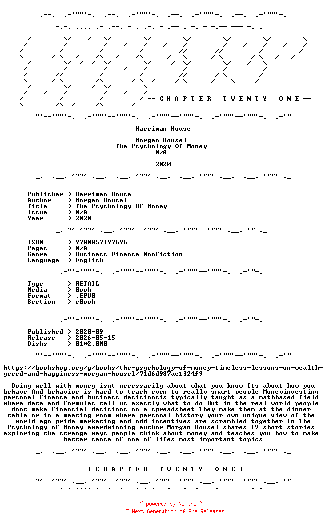 NFO for the release Morgan.Housel.-.The.Psychology.Of.Money.2020.RETAIL.EPUB.eBook-CTO by CTO