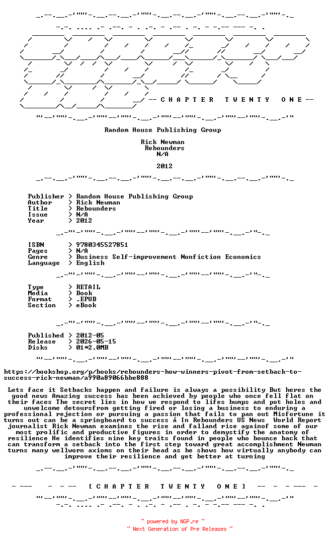 NFO for the release Rick.Newman.-.Rebounders.2012.RETAIL.EPUB.eBook-CTO by CTO